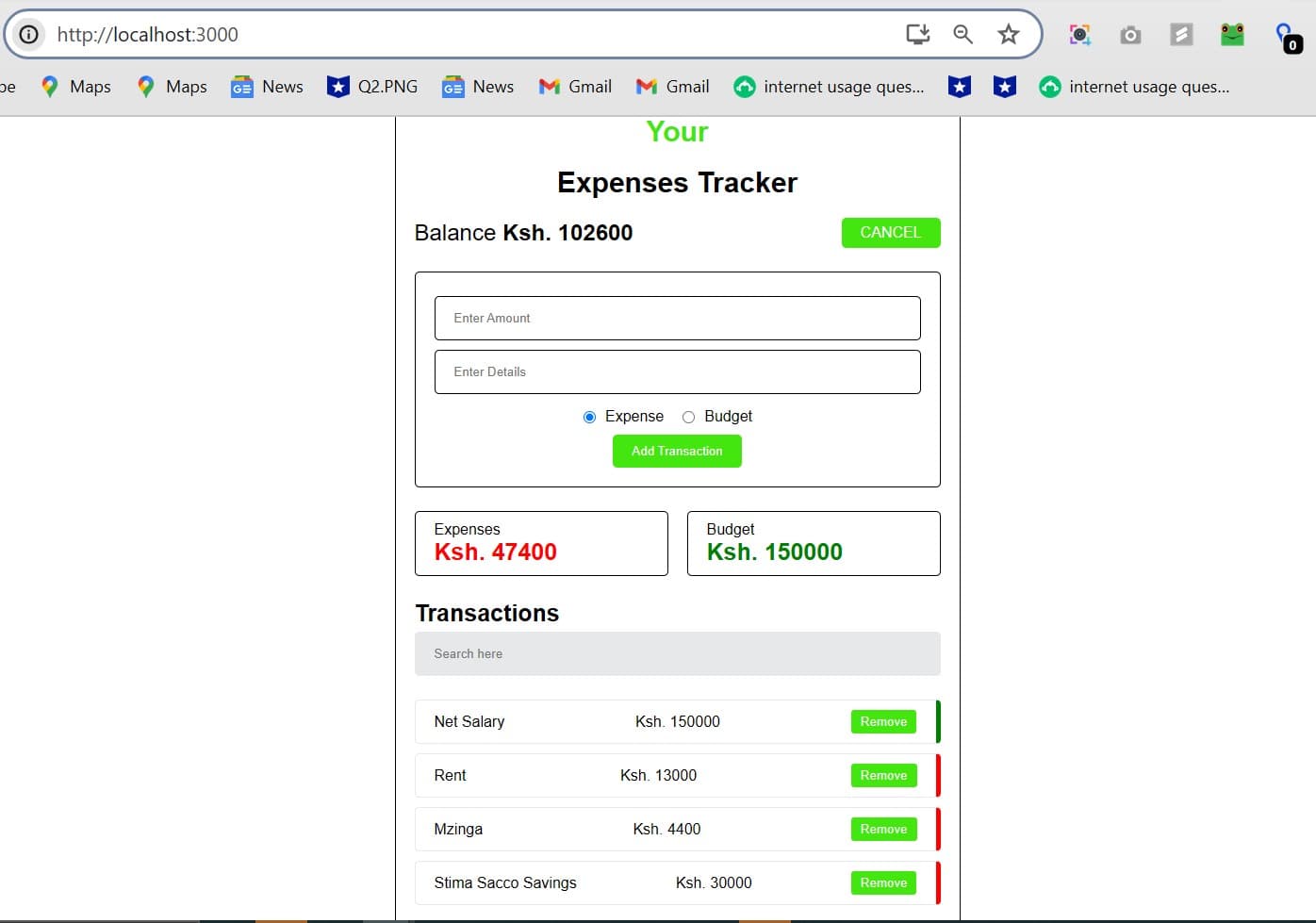 Screenshot of AI Expense Tracker